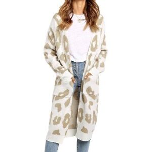 Jack + Avery Women's Long Sleeve Leopard Print Cardigan Open Front With Pockets